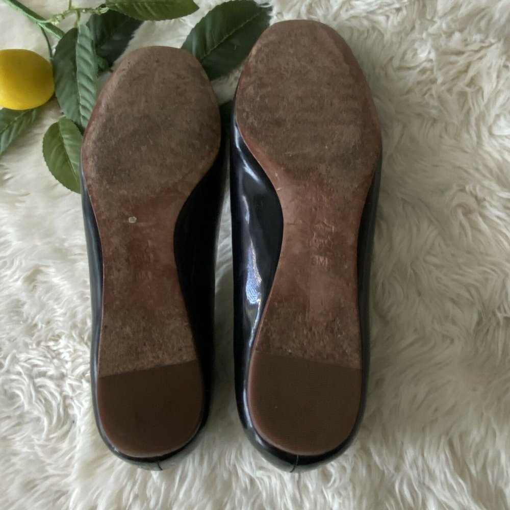 ory Burch Black Square Toe Gold Logo Patent Sz 8 - Picture 7 of 8